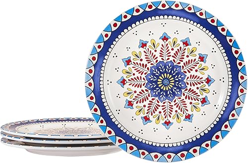 Miniatura 16 de Bico Blue Floral Haven - Juego de 4 platos de cena grandes de cerámica de 11 pulgadas para pasta, bistec, elegantes platos para servir, aptos