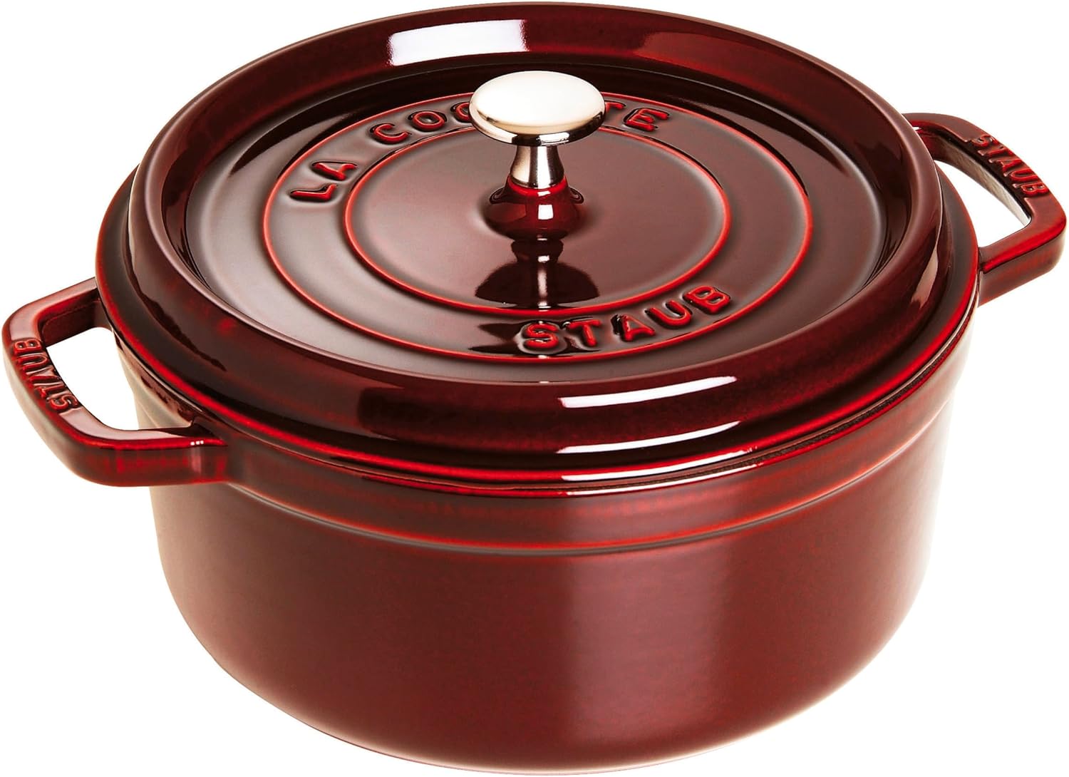 Staub 40509-819 Picotte Round Grenadine Red, 7.1 inches (18 cm), Both Hands, Enameled Pot, Induction Compatible, La Cocotte Round