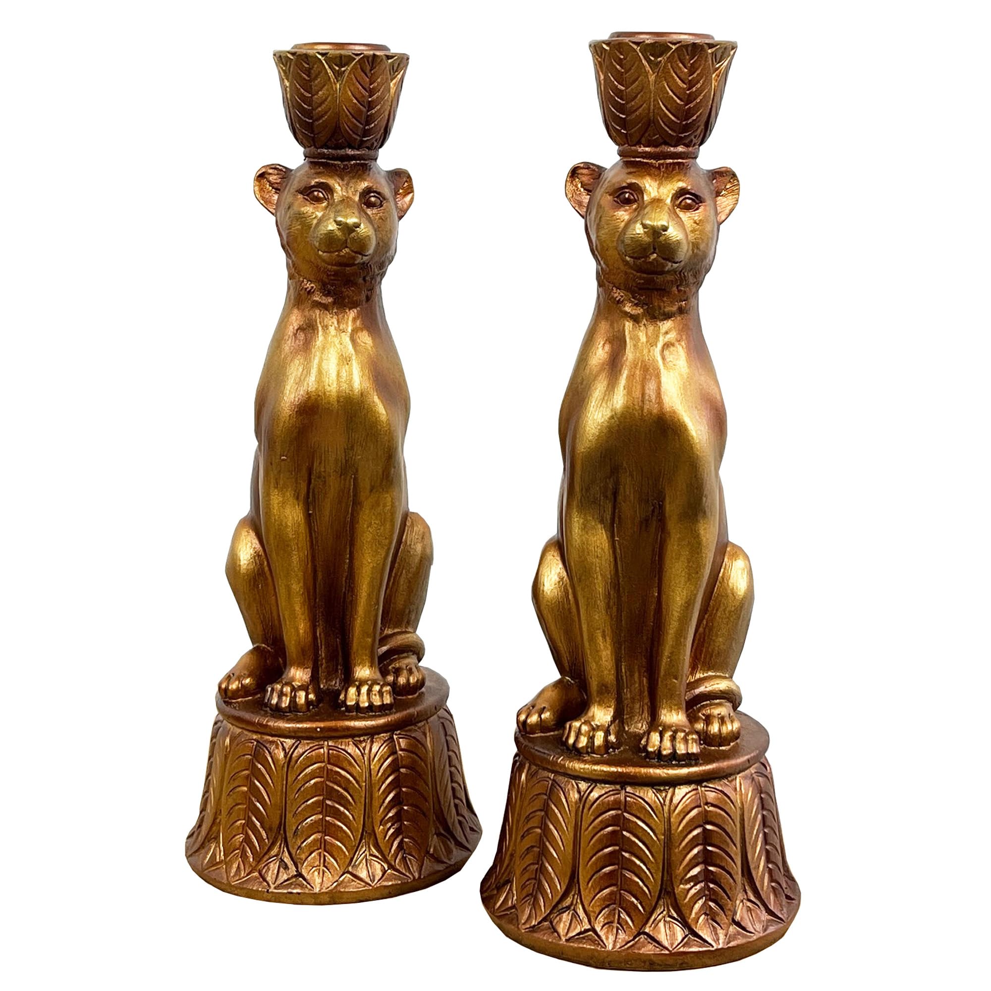 Alfie Francis Gold 2 X 24Cm Tall Decorative Leopard Candle Stick Holders Home Decoration Ornament Statue Figurine