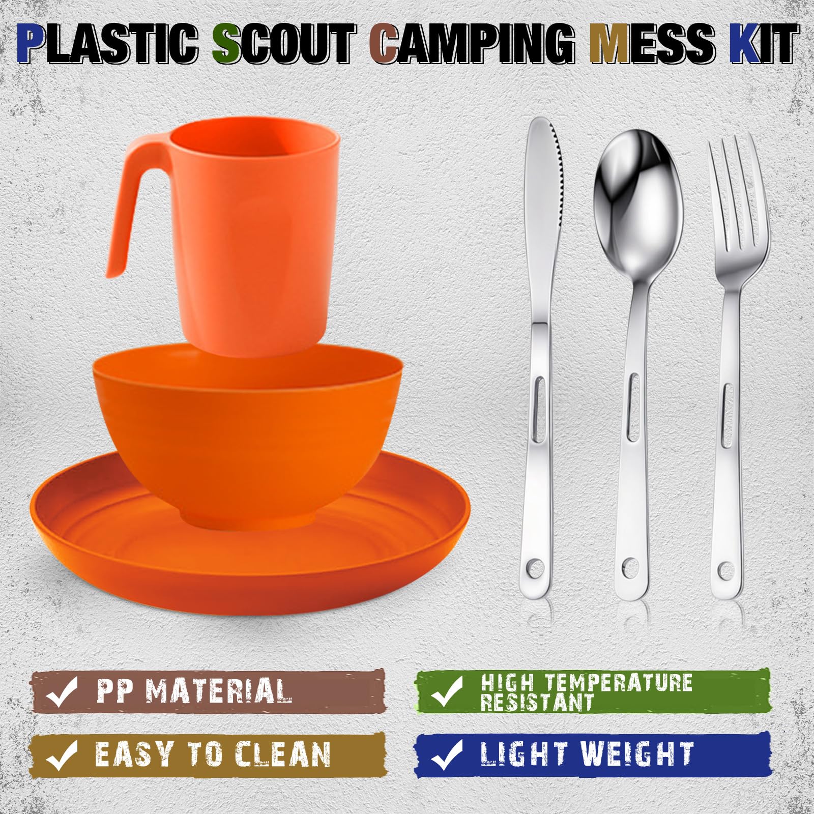 Scout Camping Mess Kit - Boy & Girl Scout Dishes -3 Scout Camping Mess Kit - Boy & Girl Scout Dishes -3