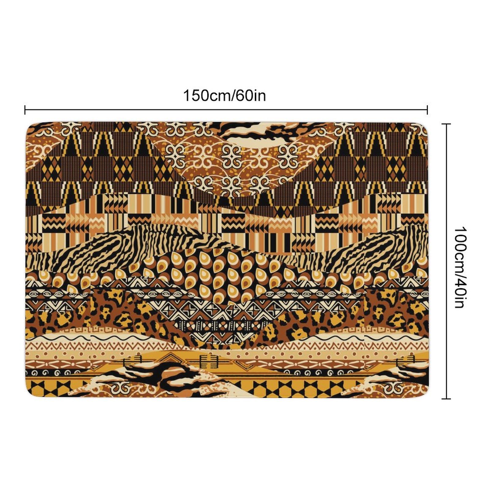 Tapis de sol patchwork de style africain, tapis de sol doux pour salon, chambre à coucher (100 x 150 cm)