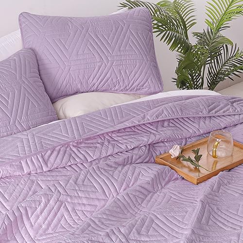 Miniatura 3 de Whale Flotilla Juego de edredón suave tamaño King para todas las estaciones, juego de ropa de cama de 3 piezas, colcha geométrica ultrasónica,