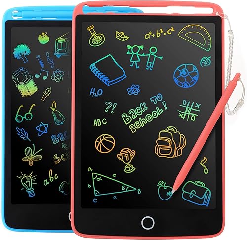 Paquete de 2 tabletas de escritura LCD para niños, colorida pantalla, tablero de dibujo de 8.5 pulgadas, tableta o pad par hacer garabatos, juguete