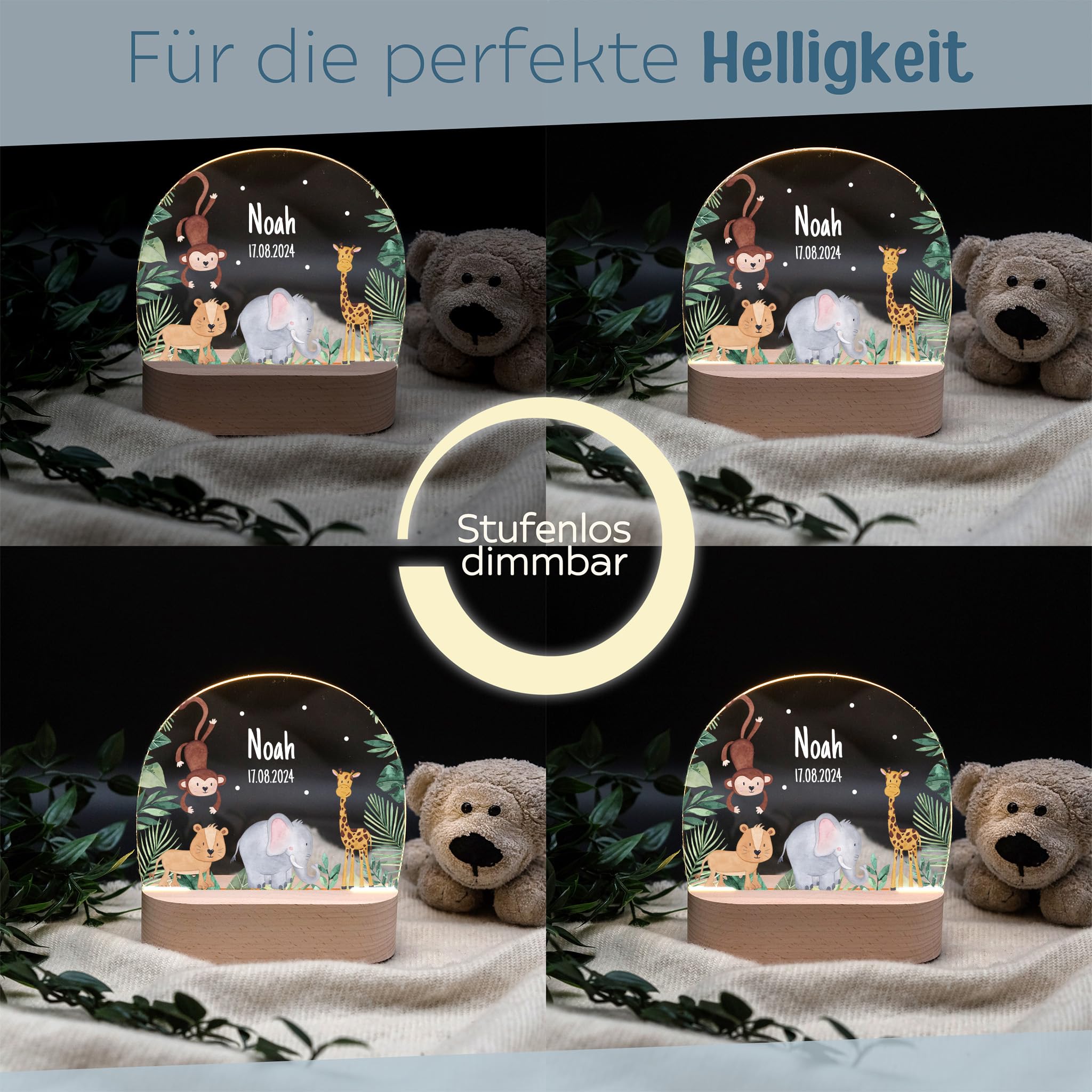 wunderwunsch - Personalisiertes Nachtlicht für Babys - Individuelle Nachttischlampe für Kinder - Personalisierte Geschenke Kinder - Babygeschenk - Geschenk zur Geburt
