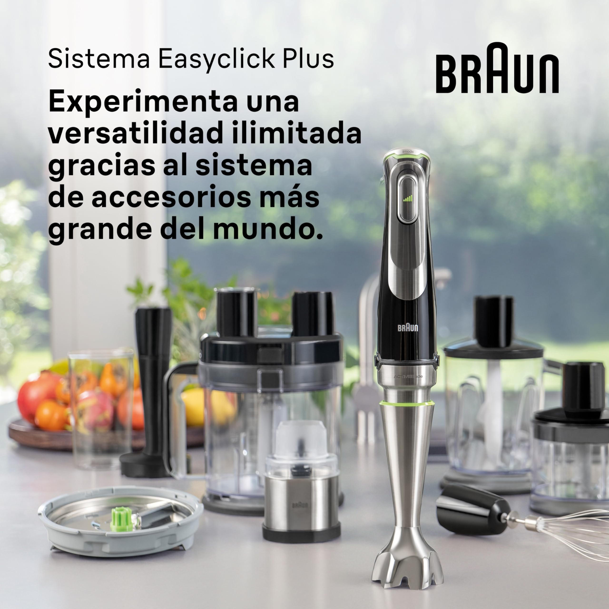 Braun Minipimer 9 - Batidora de Mano con Tecnología Anti Splash, Selección Precisa de Velocidad, Active PowerDrive para Resultados Suaves, Jarra Batidora, Picadora, Vaso 600mL, 1200W, Negro (MQ9147X)