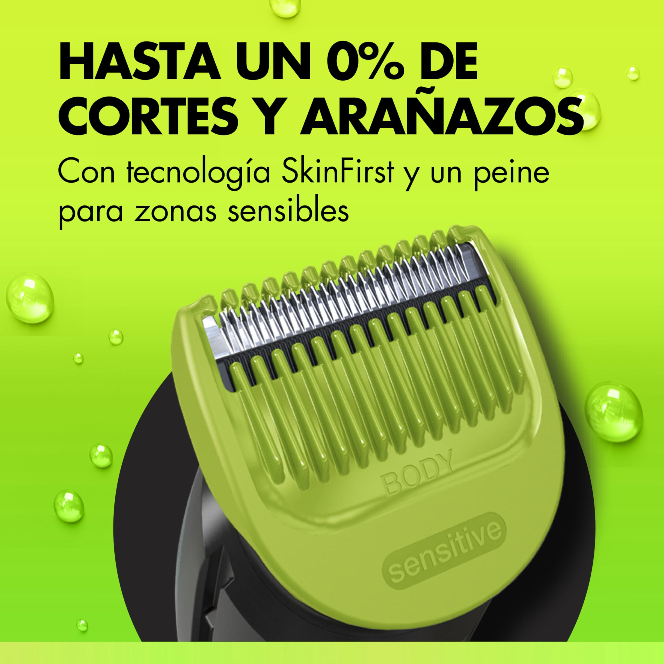 GilletteLabs i3 Body + Intimate Afeitadora Corporal Masculina con 3 Peines, Negro/Verde - Depiladora Corporal Hombre Impermeable, Tecnología Skinfirst, 80 min de Uso, Rasura el Cuerpo Y Zona íntima