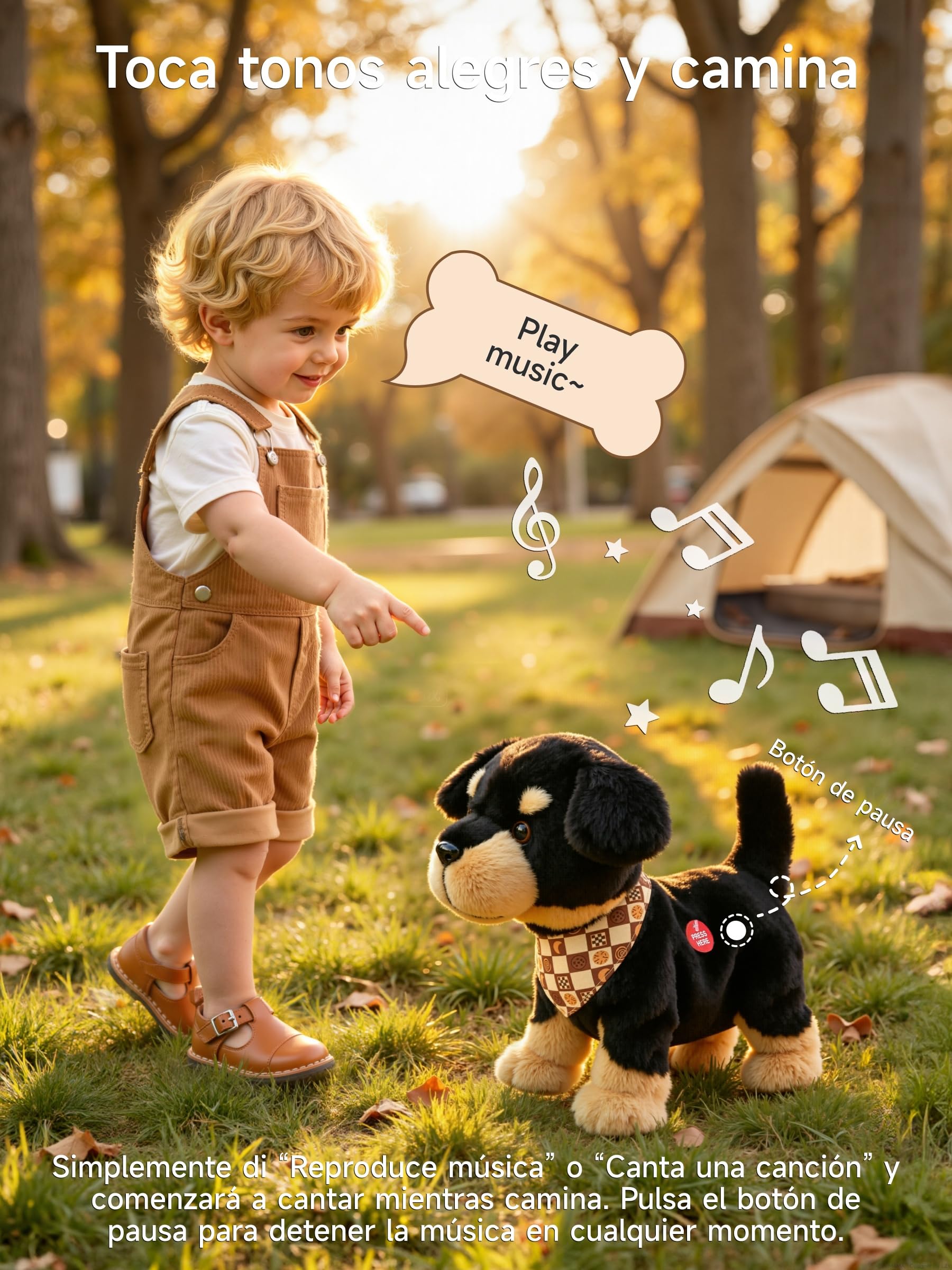 OR OR TU Perro Juguete Que Anda y Ladra y Lame con Control por Voz | Rottweiler, Canta, Ladra, Camina y se Sienta; Material Hipoalergénico; para Niños a partir de 2 Años, Regalo