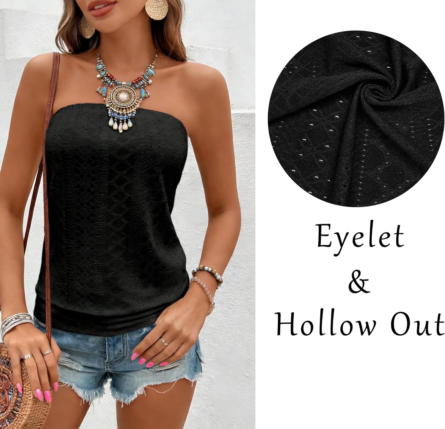 IWOLLENCE Women's Floral Tube Tops Casual Summer Backless Strapless Top Sleeveless Bandeau Tanks Shirt - Image 4