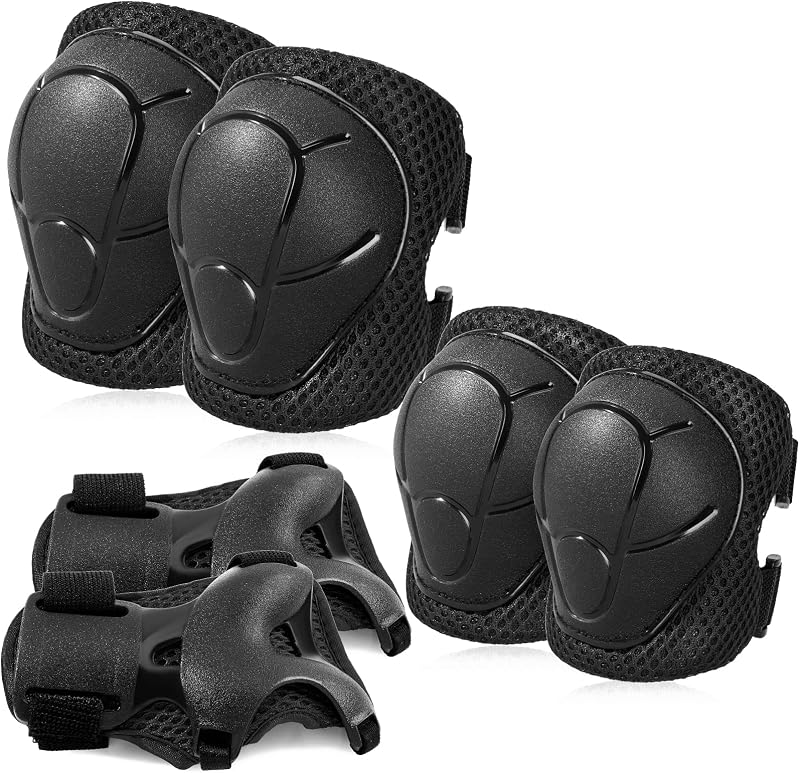 Basic Kids Protective Gear: Kids Knee Pads and Elbow Pads with Wrist Guards Set for 3-15 Years - Design for Roller Skates, Cycling, BMX Bike, Skateboard, Inline Skating, Scooter Riding Sports