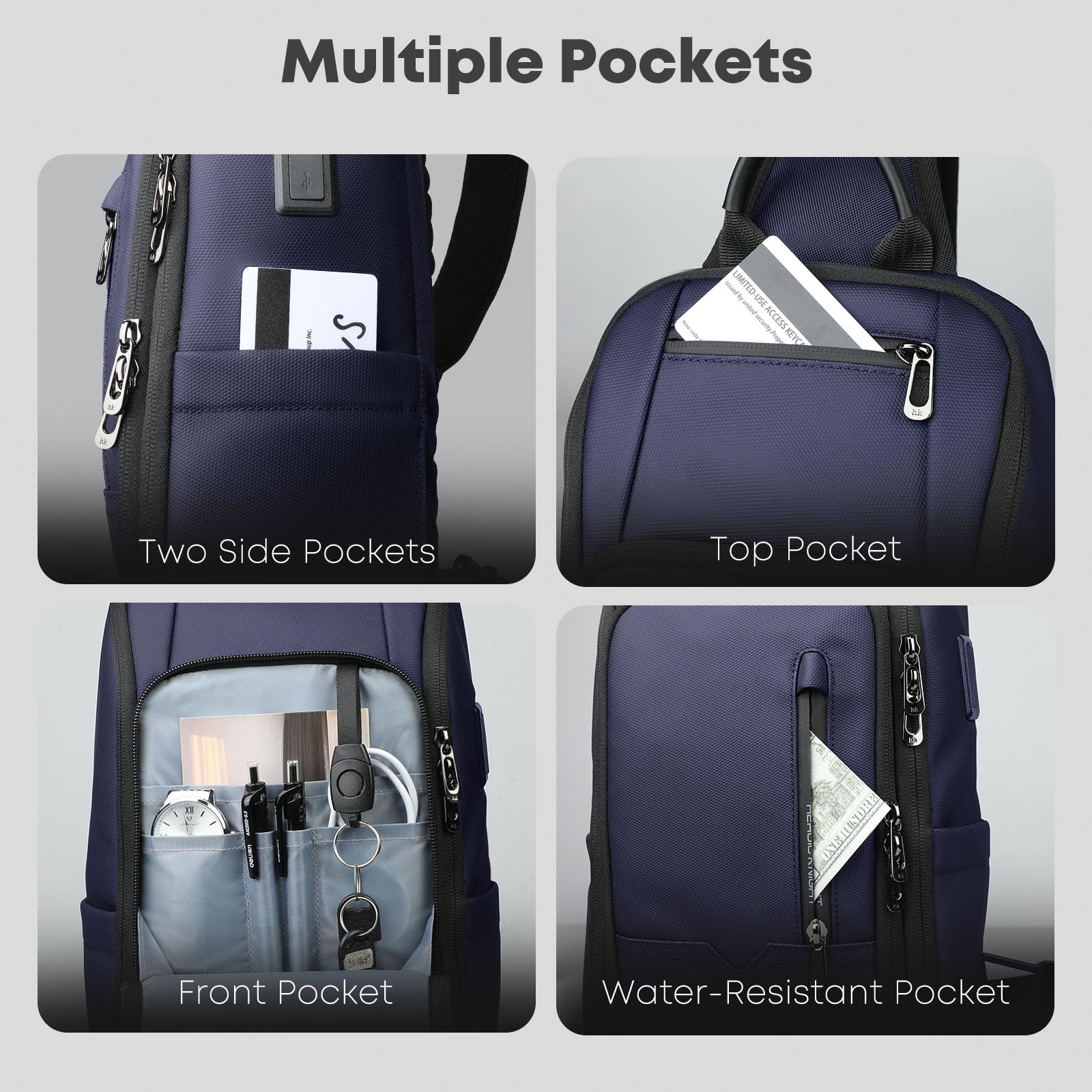 Bolso Bandolera Hombre con Puerto USB,Antirrobo e Impermeable