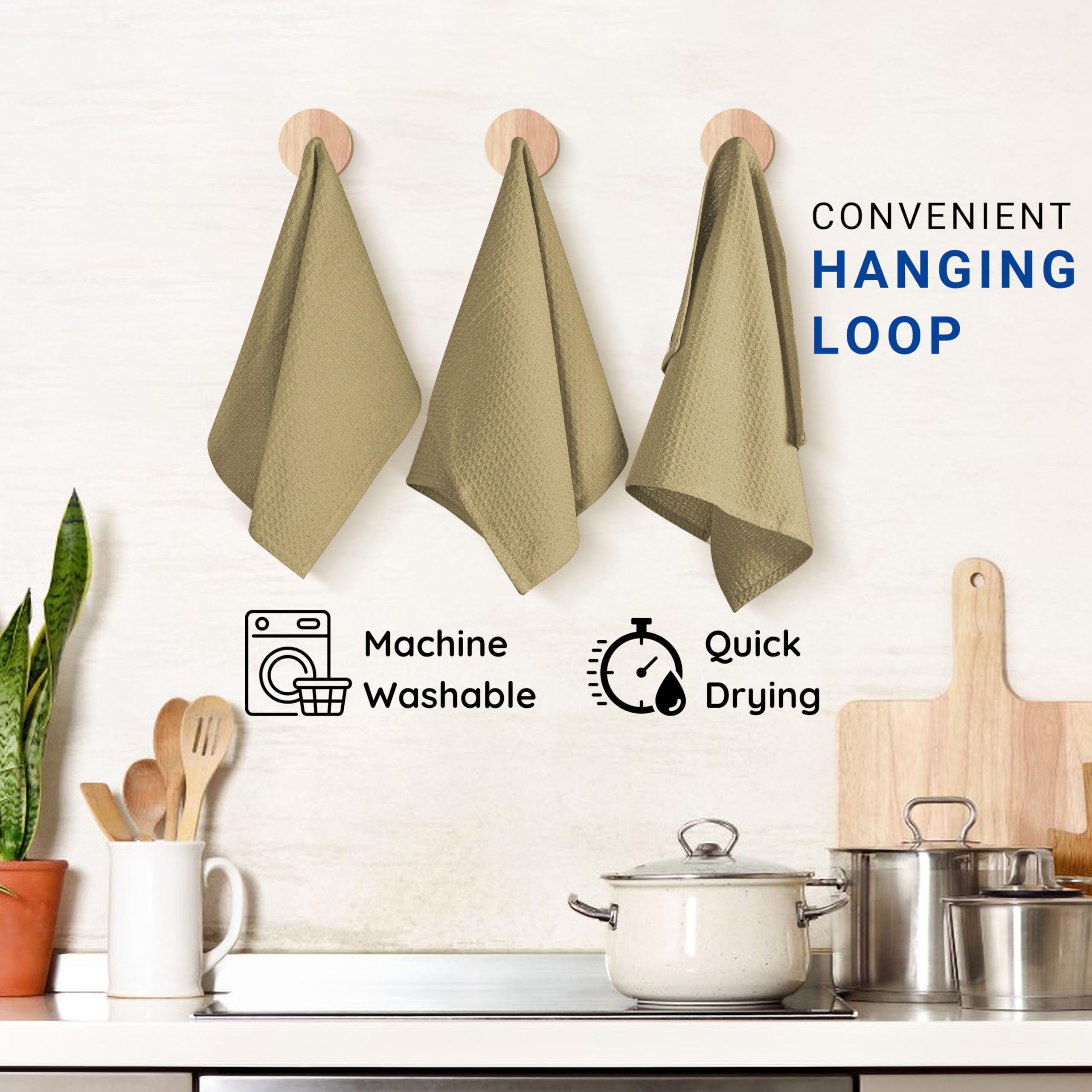 TWINY Threads Lot De 6 Torchons De Cuisine 100 % Coton Gaufré