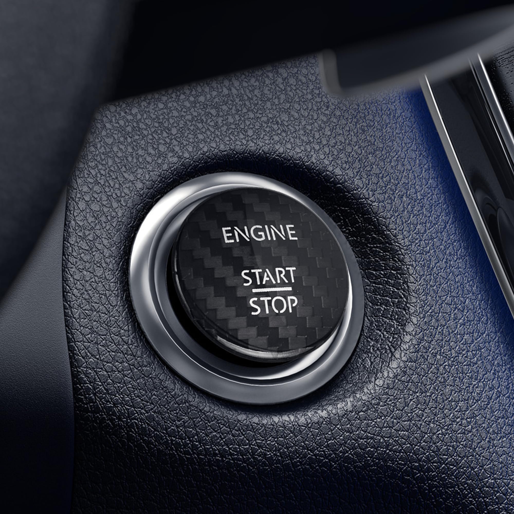 CARARTReal Carbon Fiber Car Engine Start Stop Button Cover Keyless Go Ignition Stickers Compatible with Mercedes Benz A B C GLC GLA CLA ML GL Class, etc(Black)