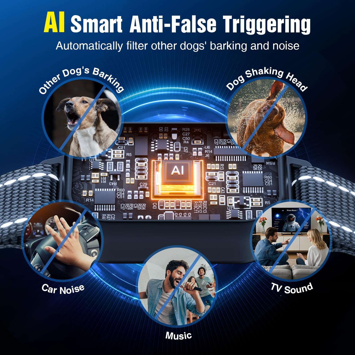 2 Pack Bark Collar, Smart Dog Bark Collar for Large Medium Small Dogs, Rechargeable Ultra-Light Training Collar with Beep Vibration, Anti Barking Device with 5-Level Sensitivity (Black)