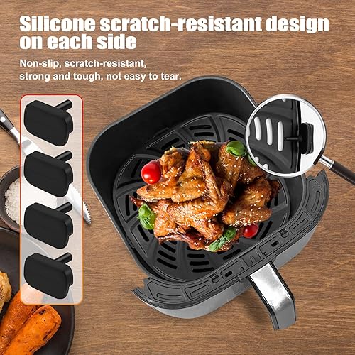 Miniatura 5 de Parachoques de goma para freidora de aire Gourmia 4QT 5QT 6QT 7QT 8QT Horno freidora de aire, 4 piezas de silicona para freidora de aire, piezas de