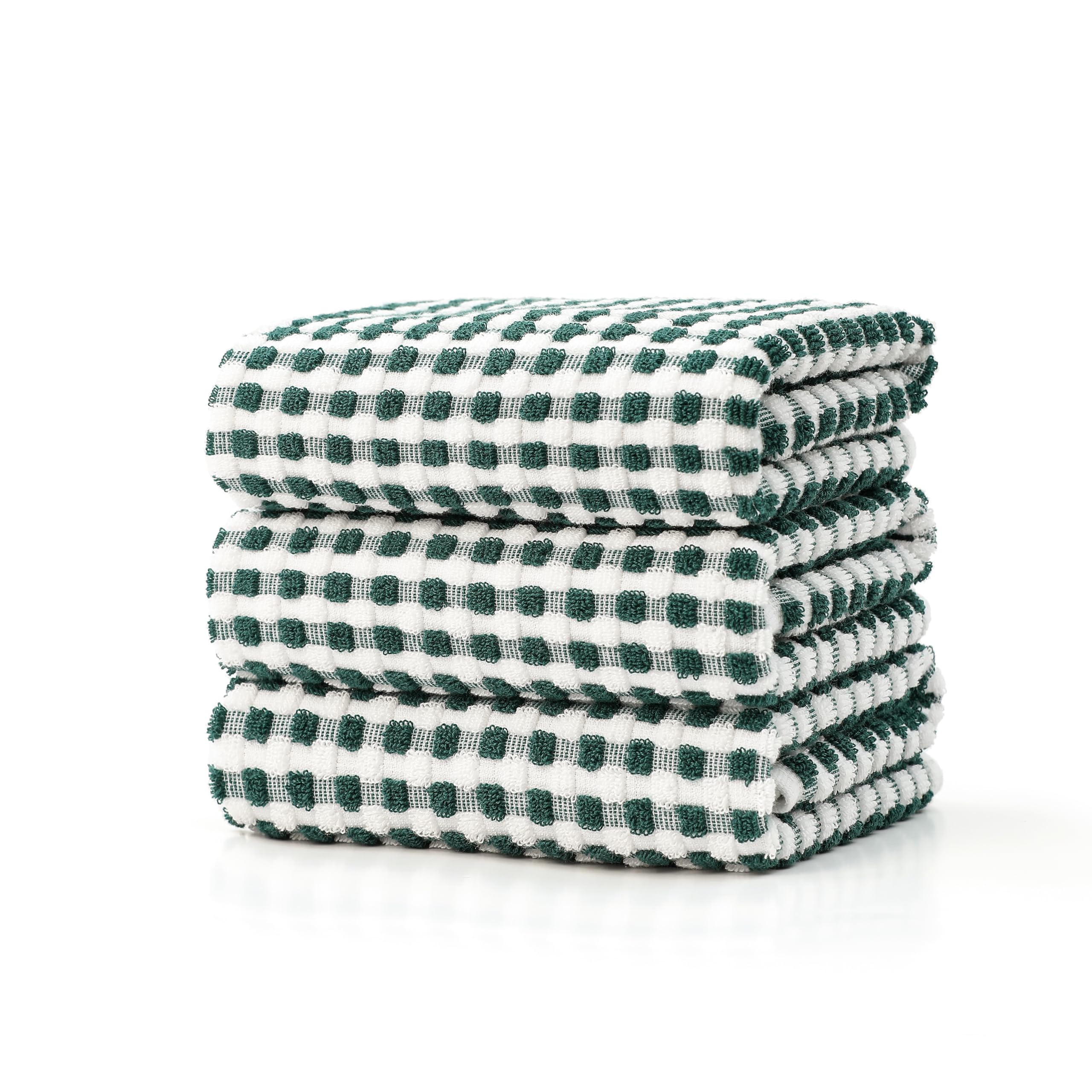 SALAS Cotton Dish Towels Cloths for Kitchen Drying Dishes, Lattice Terry Towels, Highly Absorbent Kitchen Cloths with Hanging Loop, 16‘’ x 26‘’, 3