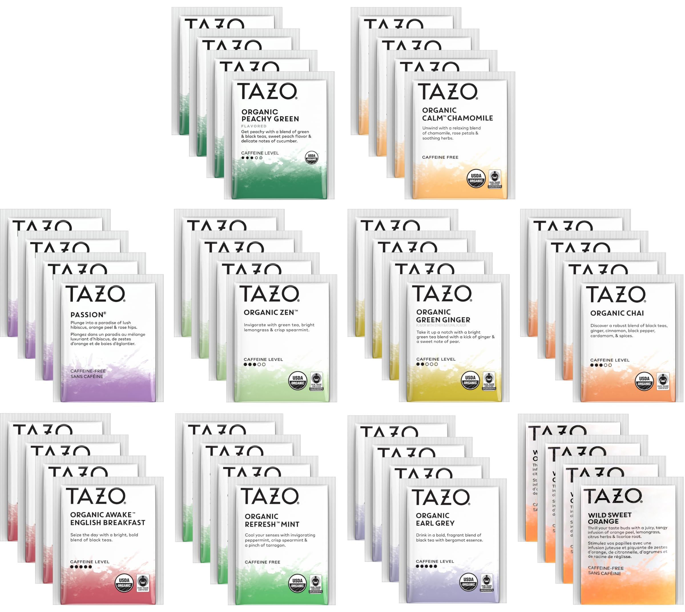 Tazo Tea Bags Sampler 40 Count Variety Gift Box, 10 Different Flavors