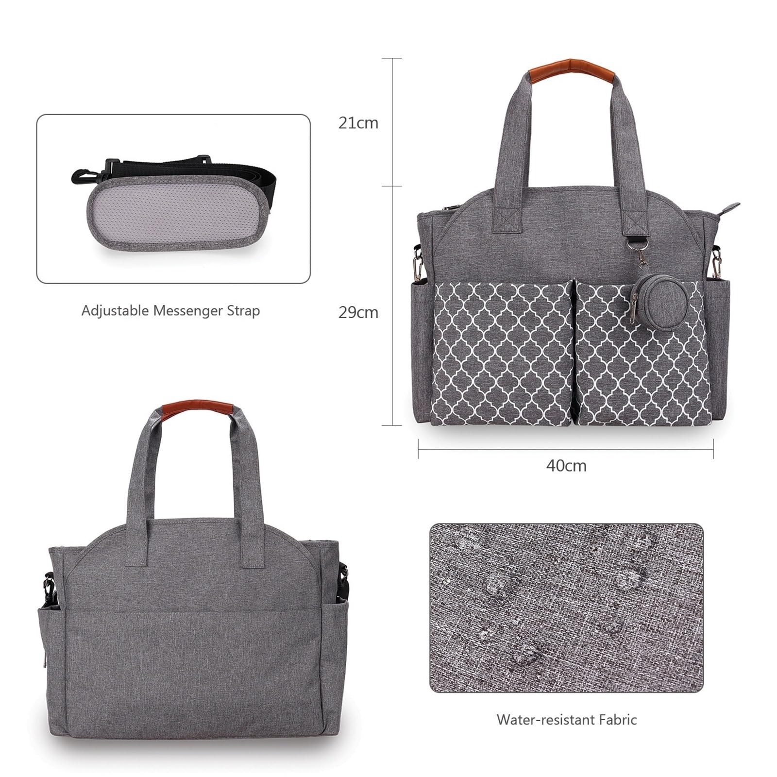 Sac À Dos Langer Pour Bébé, Sac De Rangement Voyage Étanche Grande Capacité, Main Portable Avec Tétine, Gris