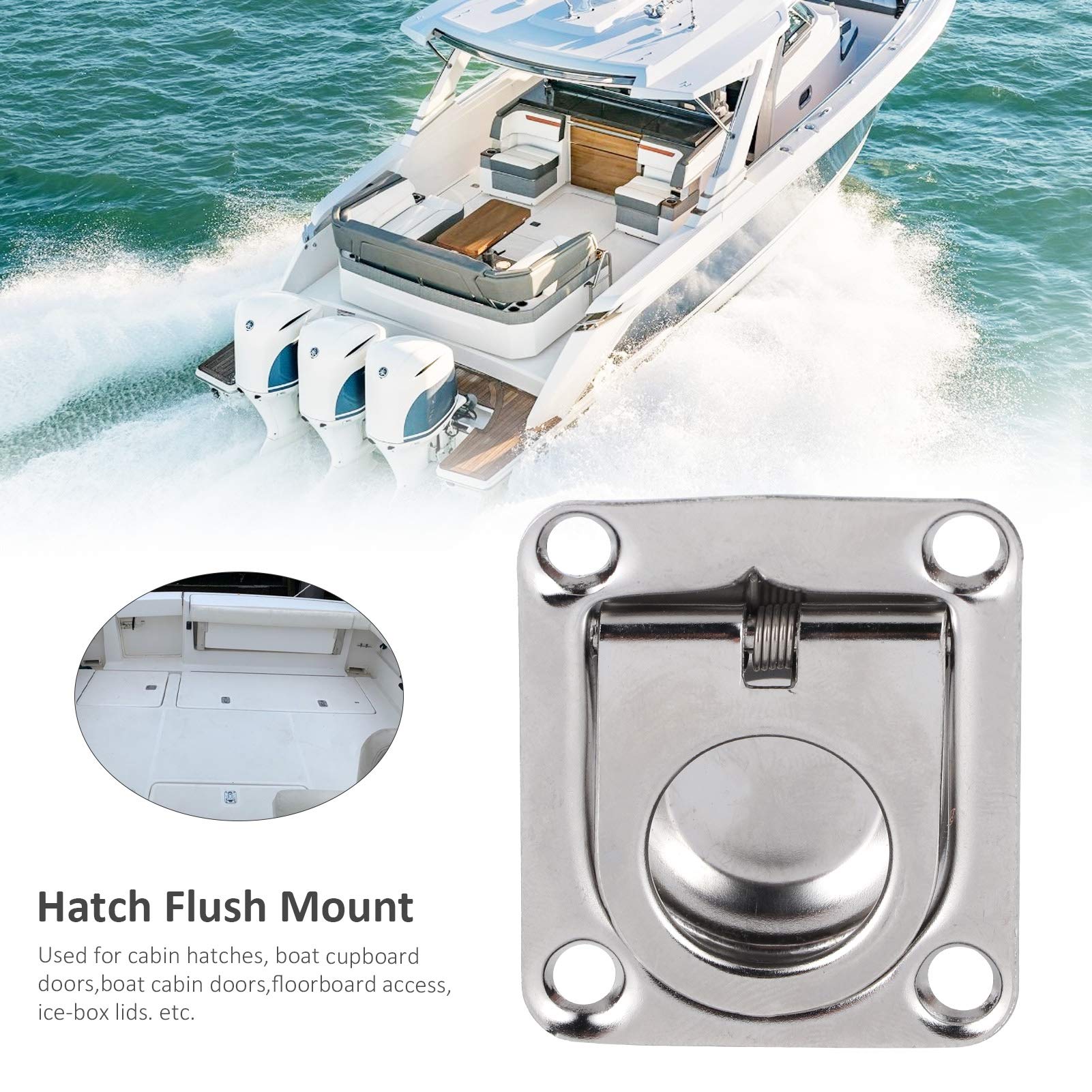 Lot De 2 Anneaux De Levage Pour Pont De Bateau – Acier Inoxydable, Flush, 3,8 X 4,8 Cm – Pour Trappes, Portes, Meubles Marins
