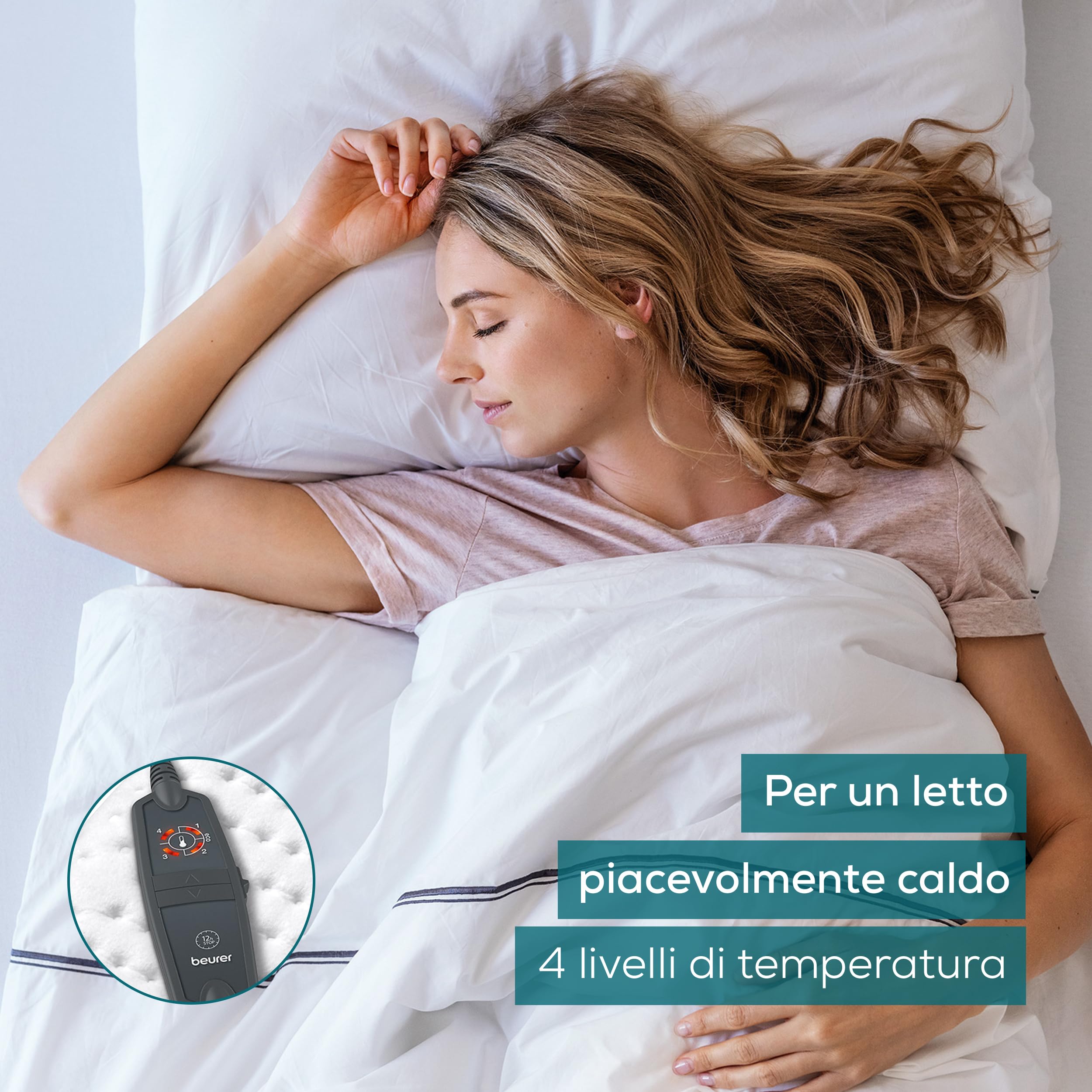 Beurer Scaldaletto UB 60 Green Planet, Coprimaterasso termico della serie Green Planet in materiale riciclato, 4 livelli di temperatura di cui 2 livelli ECO e dispositivo di riduzione automatica