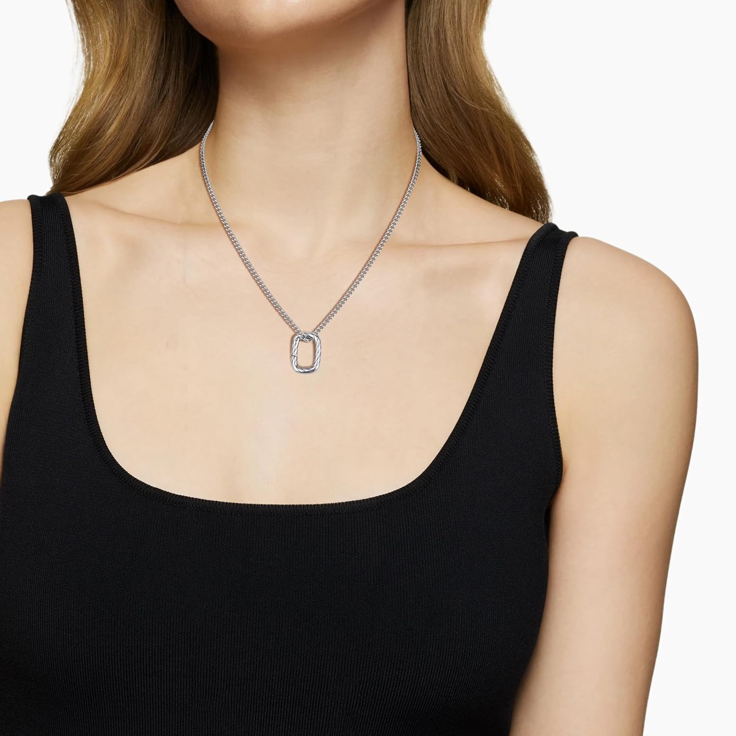 GAVU Ring Holder Necklace for Women, Rectangle Stainless Steel Ring Keeper Necklaces for Women 16"/18"/20" - Image 2