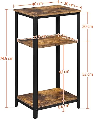 Miniatura 24 de Yaheetech Juego de 2 mesas auxiliares altas de 16 x 12 x 29.5 pulgadas con estantes de madera fuertes, 2 mesas telefónicas delgadas de 3 niveles con