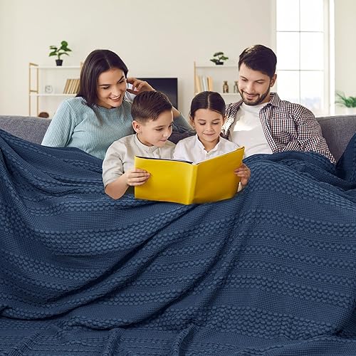 PHF Manta de tejido gofre 100 algodón tamaño King de 120 x 120 pulgadas manta extra grande suave lavada de 10 x 10 pies manta cálida y transpirable