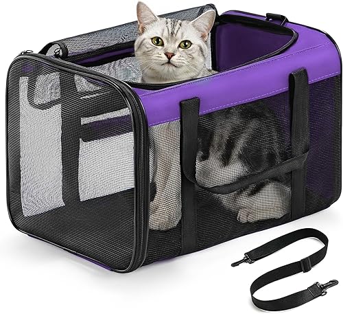 Vista 24 de Transportador para gatos de lados suaves para gatos pequeños, cachorros de hasta 15 libras, aprobado por aerolíneas