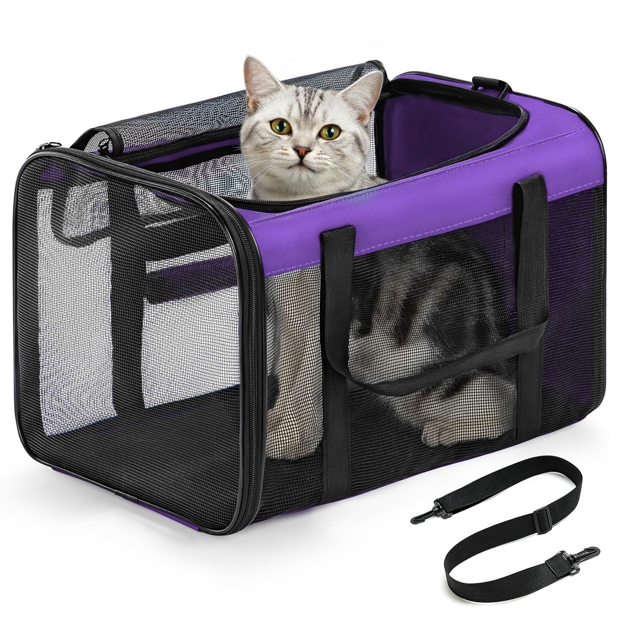 Conlun Cat Carrier Bag,Soft-Sided Pet Carriers for Dogs with 4-Sided Mesh,Airline Approved Cat Transport Carrier for Small&Medium Cats Kitten Puppy Up