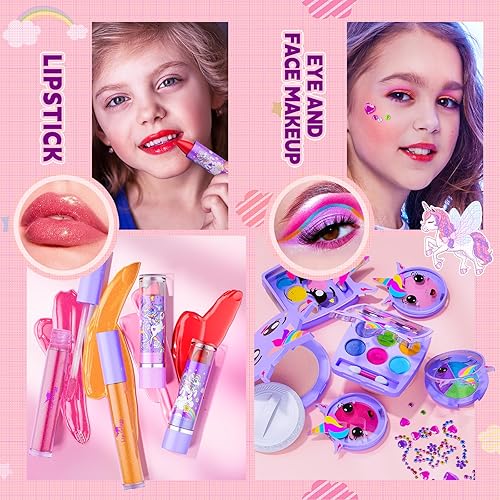 Miniatura 4 de Kit de maquillaje para niñas  Kit de maquillaje para niñas con estuche de almacenamiento de caballo volador, juego de maquillaje para niños para