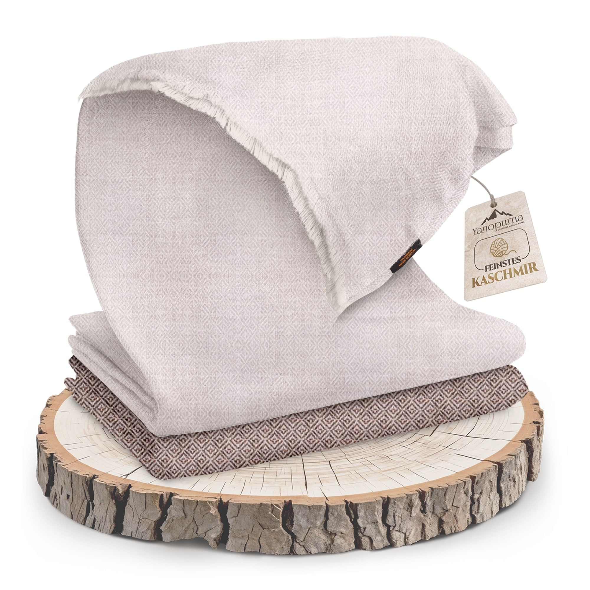Couverture en Cachemire - Couverture de canapé tissée à la Main en 100% Laine de Cachemire - 135 x 270 cm - Couverture Douce et Confortable pour canapé et Chaise - Fabriquée au Népl (Gris clair)