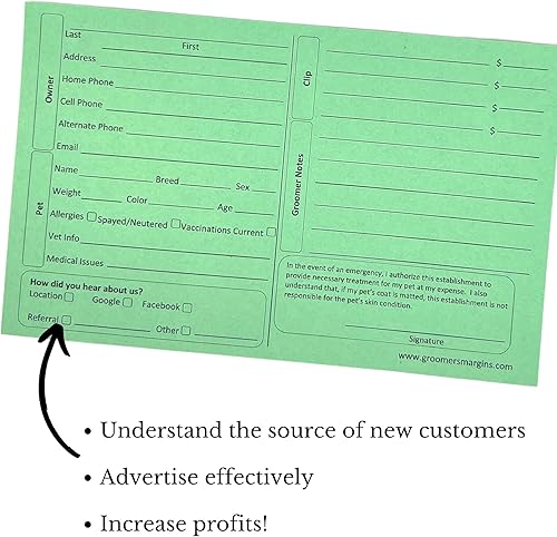 Miniatura 2 de Tarjetas verdes de aseo para perros de 5 x 8 pulgadas (paquete de 100 tarjetas de 8 x 5 pulgadas) para veterinarios, registros de perreras de