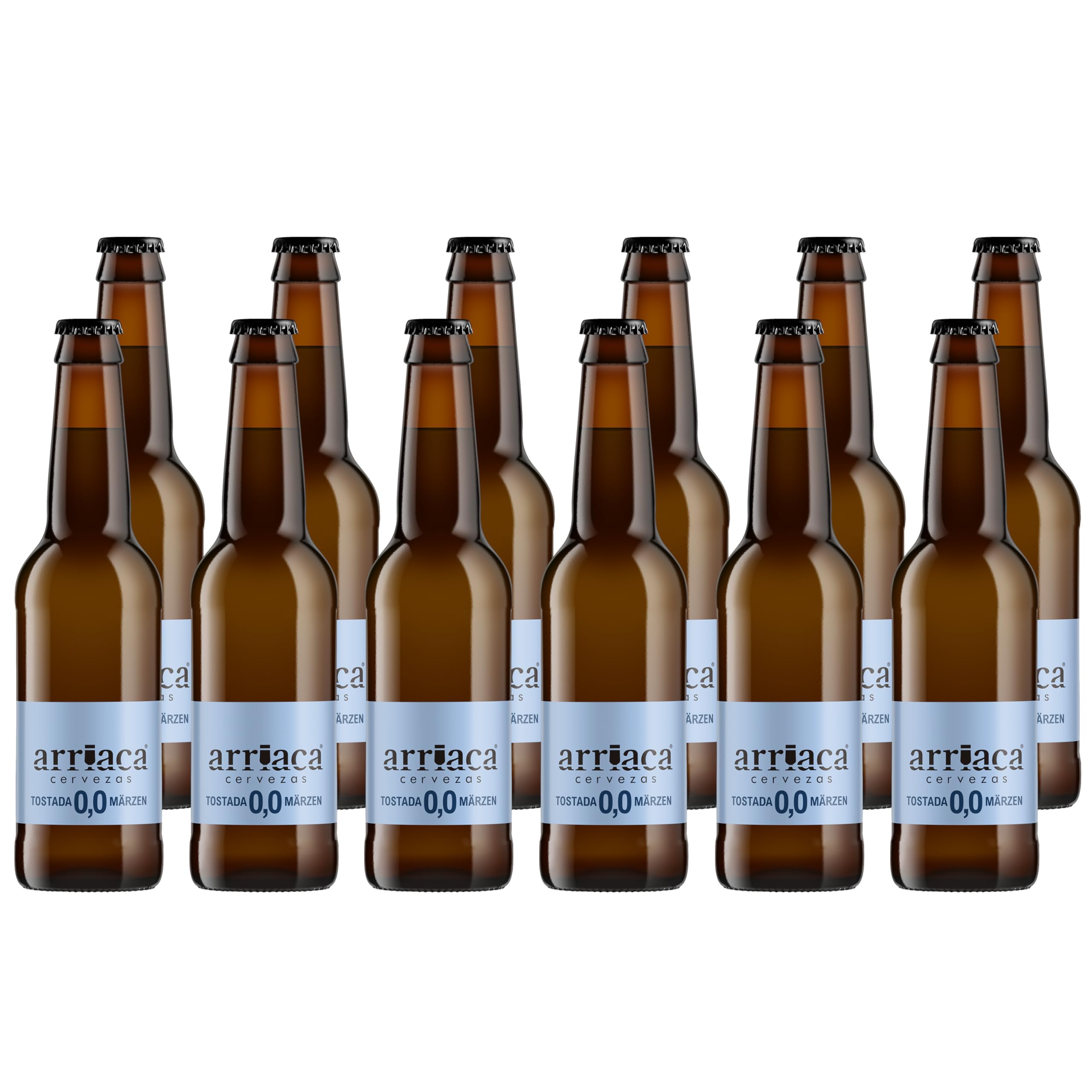 Cerveza Premium Arriaca TOSTADA 0,0 SIN ALCOHOL Y SIN GLUTEN en Pack Fabricación Artesanal (24 Latas 33cl)