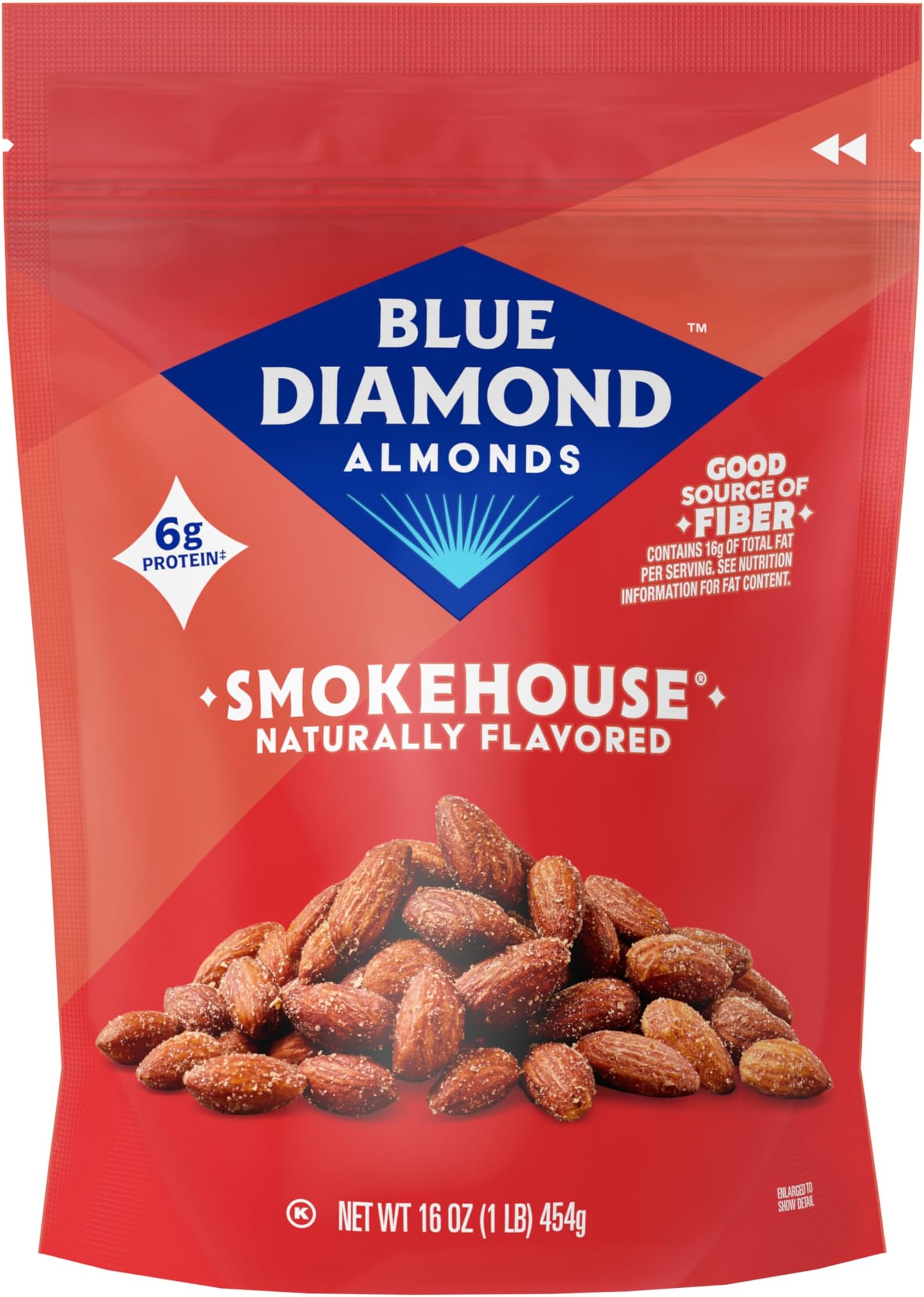 Blue Diamond Almonds Gluten Free Smokehouse Flavored Snack Nuts, 16 Oz Resealable Bag (Pack of 1)