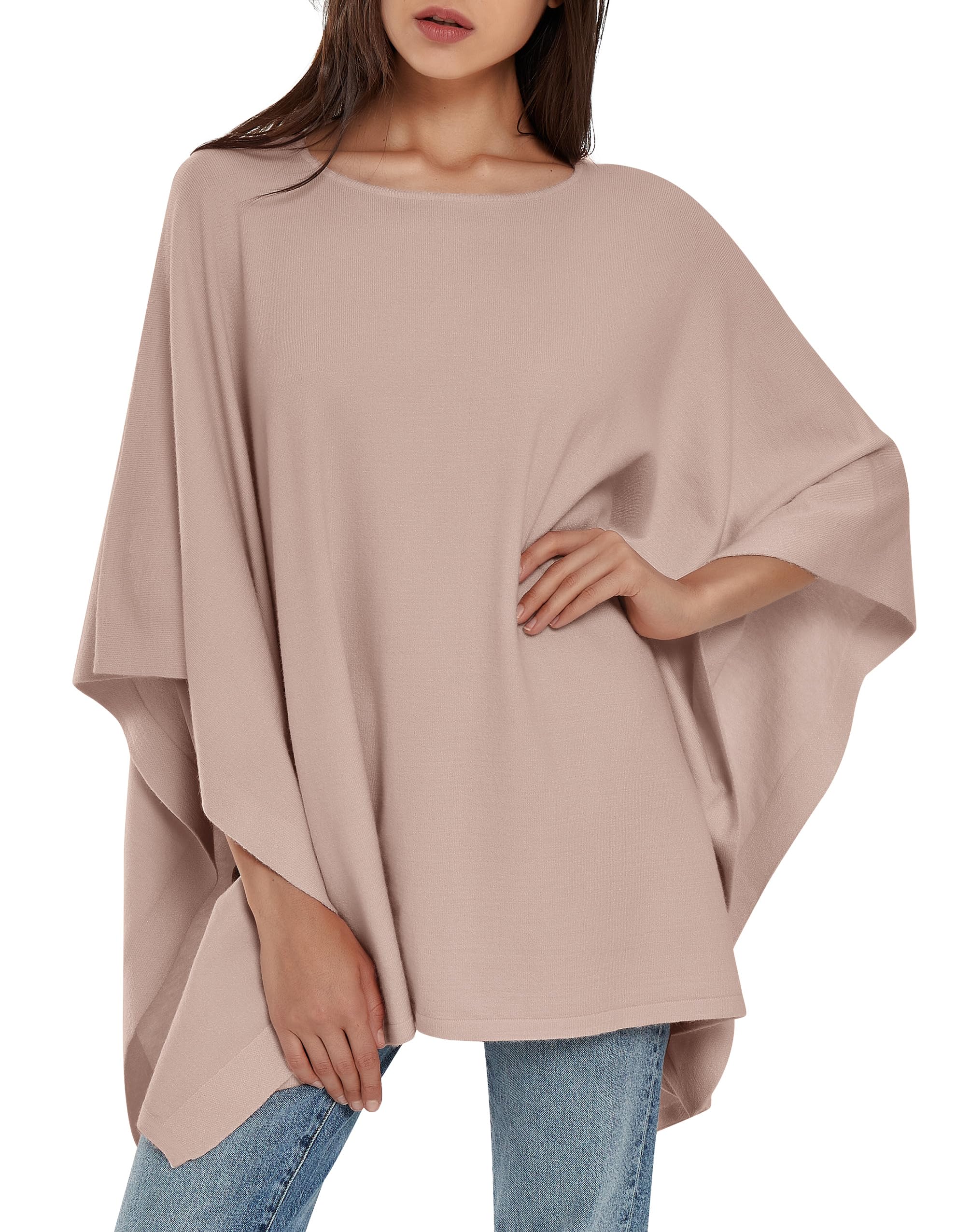 PULI Women's Pullover Poncho Sweater Knit Layering Top Travel