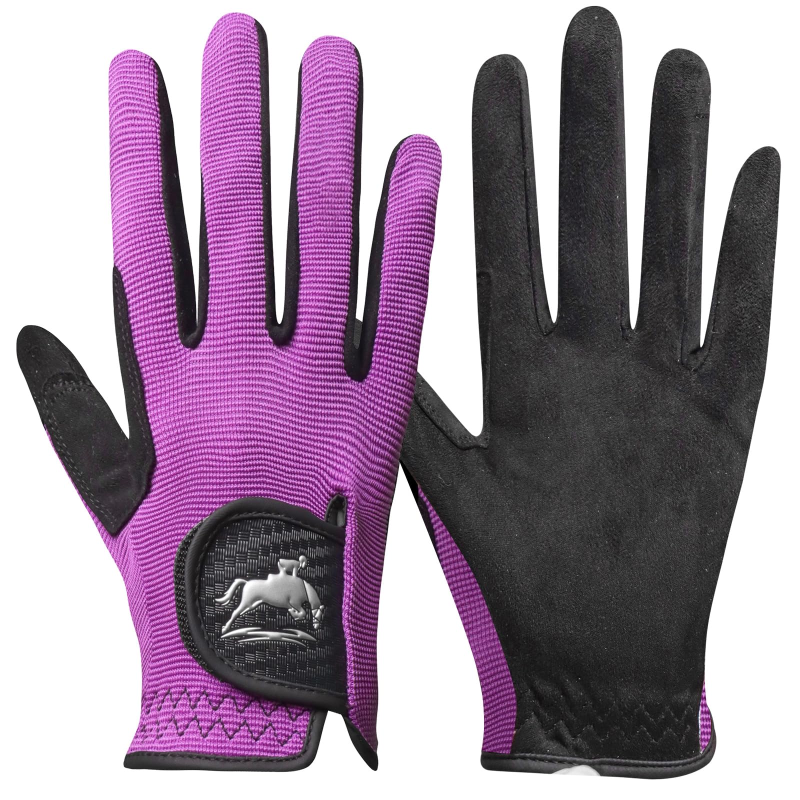 AXKAL Horse Riding Gloves Women Professional Equestrian Horseback Value Pair, Ladies Riding Gloves Mittens Breathable Stretchable for Youth Girls Outdoor Sport (Purple, M) — image 1