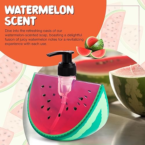 Miniatura 4 de Simple Pleasures Dispensador de jabón de sandía, bonito dispensador de jabón para manos y platos para decoración de cocina y baño, dispensador de