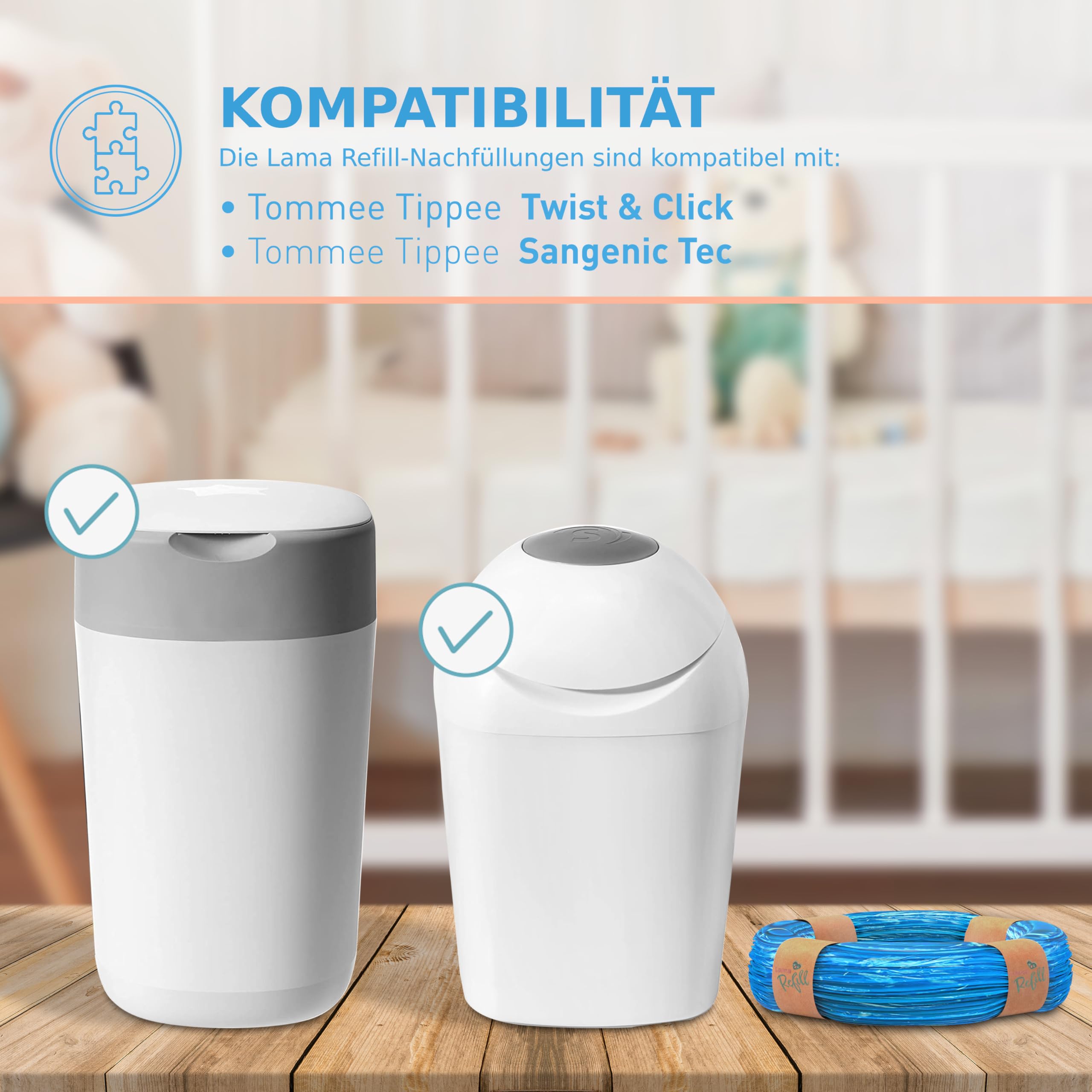 Baby Lama 10 Stück Tommee Tippee Nachfüllkassette Kompatibel, Tommee Tippee Windeleimer Mit Lavendelduft, MADE IN ITALY Nachfüllkassetten Windeleimer Kompatibel Twist & Click, Sangenic Tec