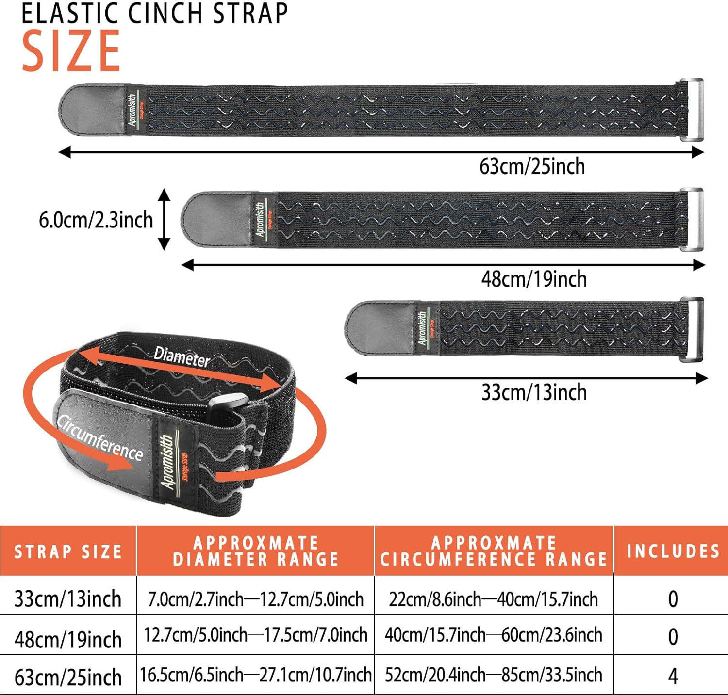 Elastic Hook and Loop Fastening Cable Strap, 24" (4 Pack) Silicone Anti-Slip Cinch Straps for Extension Cord, Cable, Cord Wrap and Hose Organization and Storage