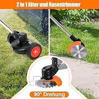 Xbzzgmg Akkumulátoros Fűszegélynyíró 2×4.0 mAh Akkuval - Elektromos Fűkasza 4 Féle Pengével, Kihúzható Kerekekkel, Kerti Gyomvágó 2