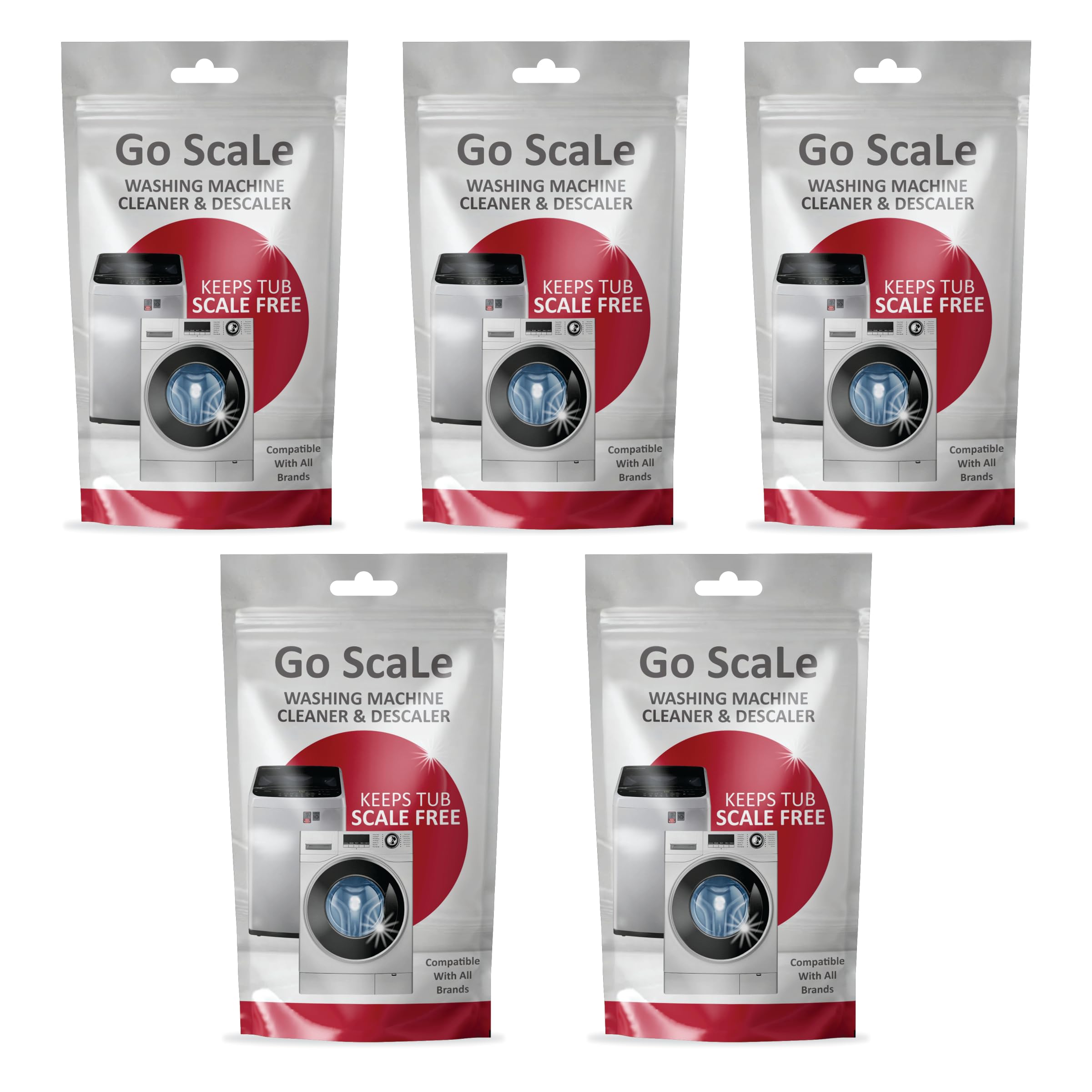 Washing Machine Cleaner Descale Powder Descaling Appliance Quick Drum Descale Deep Cleaning for Semi and Fully Automatic Front and Top Load Tub Clean Pouches 100g (Packet Of 5)