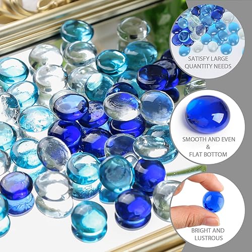 Miniatura 2 de FUTUREPLUSX 50 unidades de canicas de vidrio plano, rocas para acuario, pecera, grava, guijarros, cuentas decorativas para pecera, manualidades,