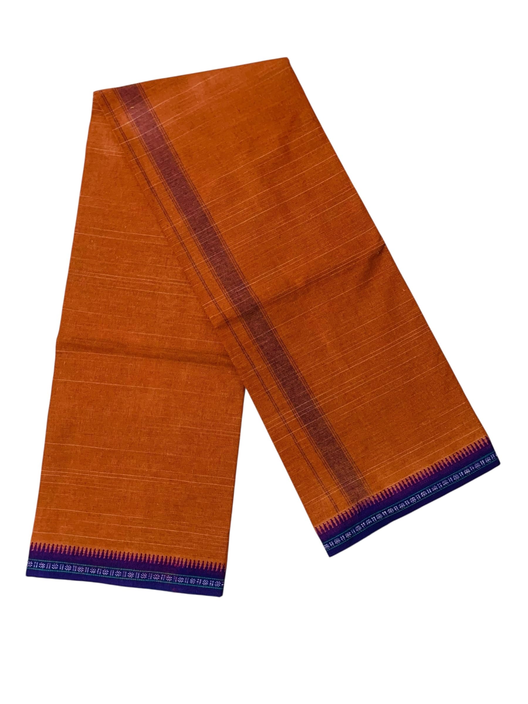 alluvy Men's Kuthampully Pure Cotton Kerala Kavi Mundu | Men's Kavi Dhoti | Kannur Kavi Mundu EKM-879 (Violet)-picture-50