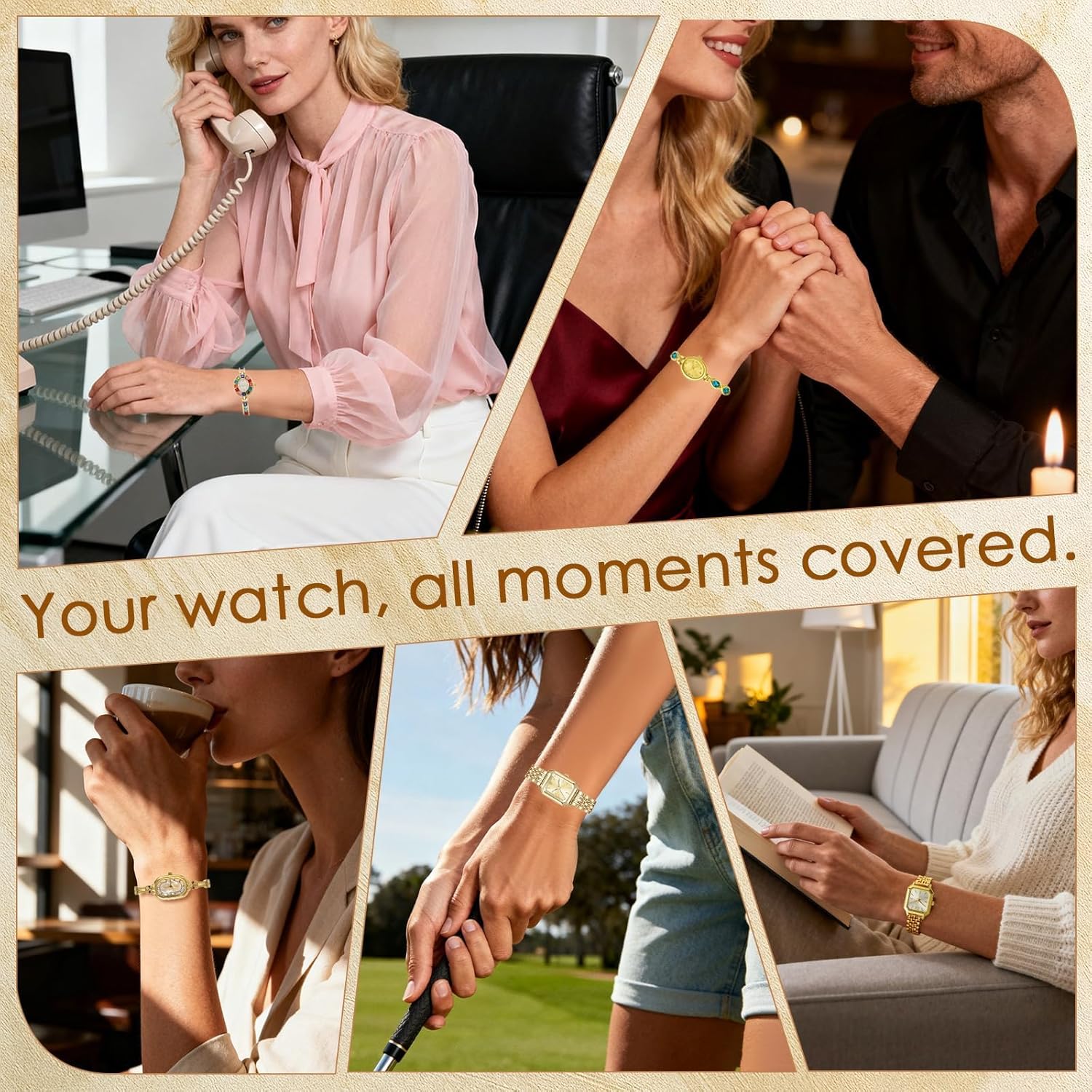 6Pcs Watches for Women Small Vintage Dainty Gold Watch Adjustable Band with Watch Link Removal Tool - Image 6