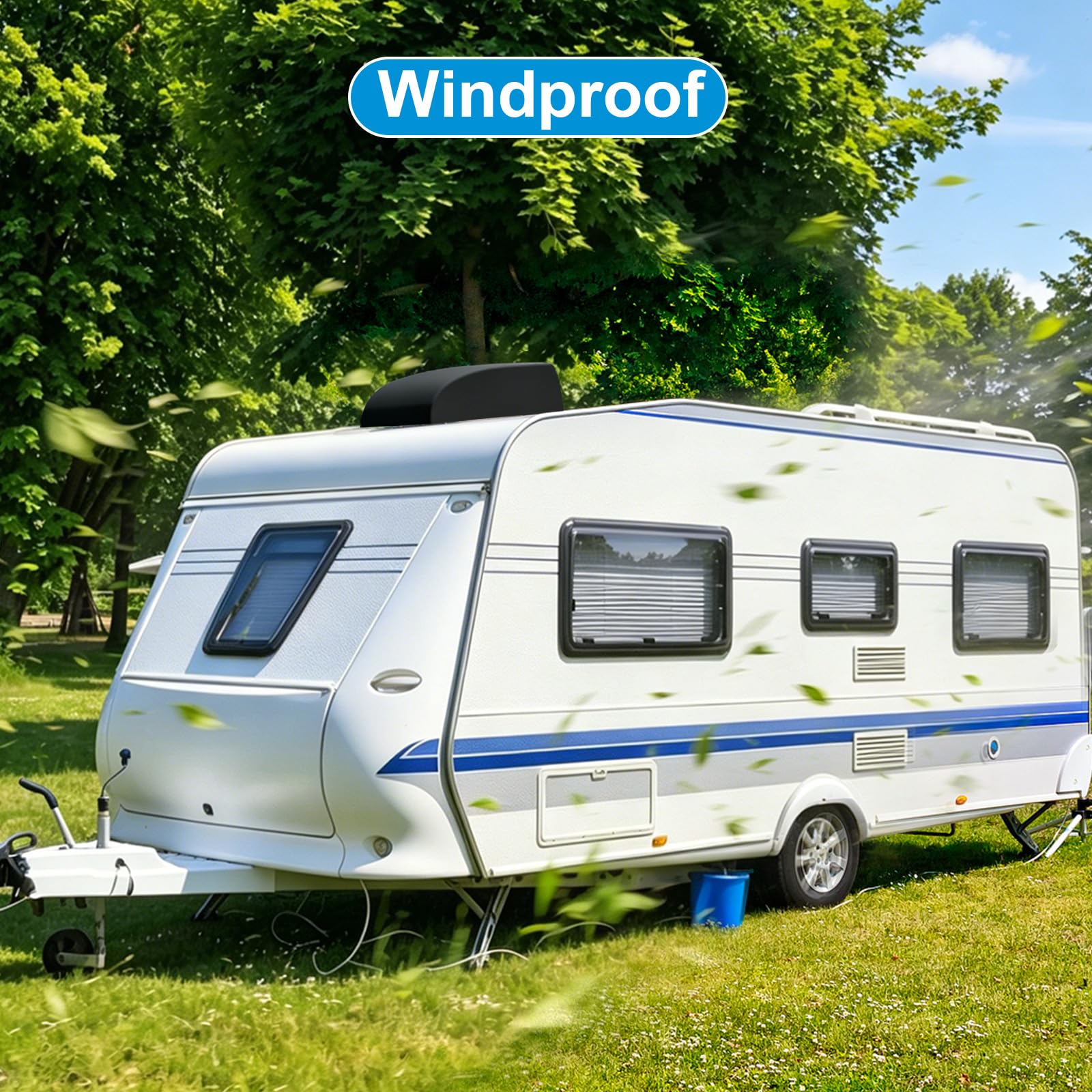 Cubierta de Aire Acondicionado RV, Vinilo Negro Impermeable Anti-UV, Compatible con Dometic Brisk II, Dobladillo de cordón, fácil de Limpiar