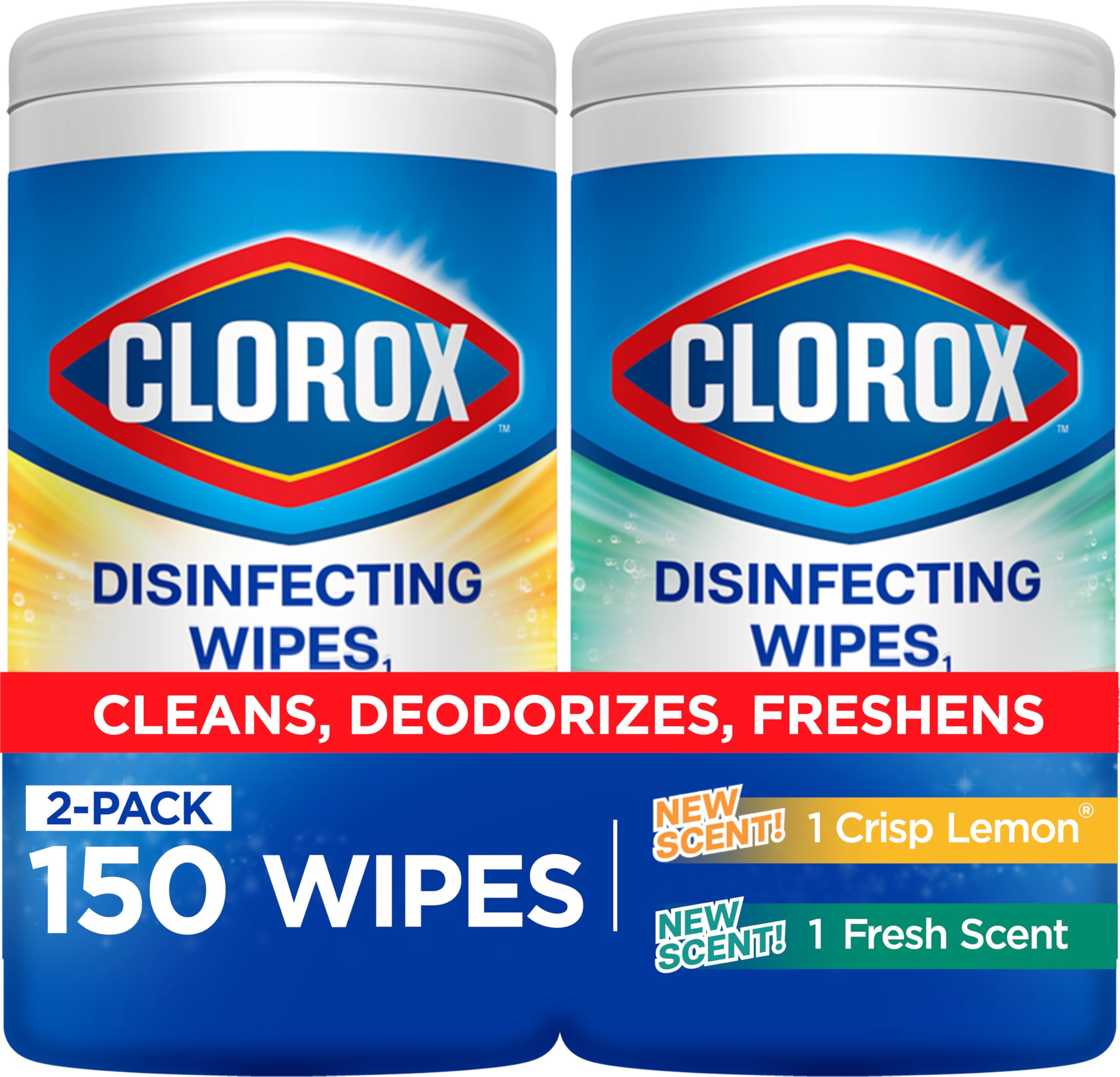 Clorox Disinfecting Cleaning Wipes Variety Pack, 75 Count Each, Pack of 2 (Package May Vary)