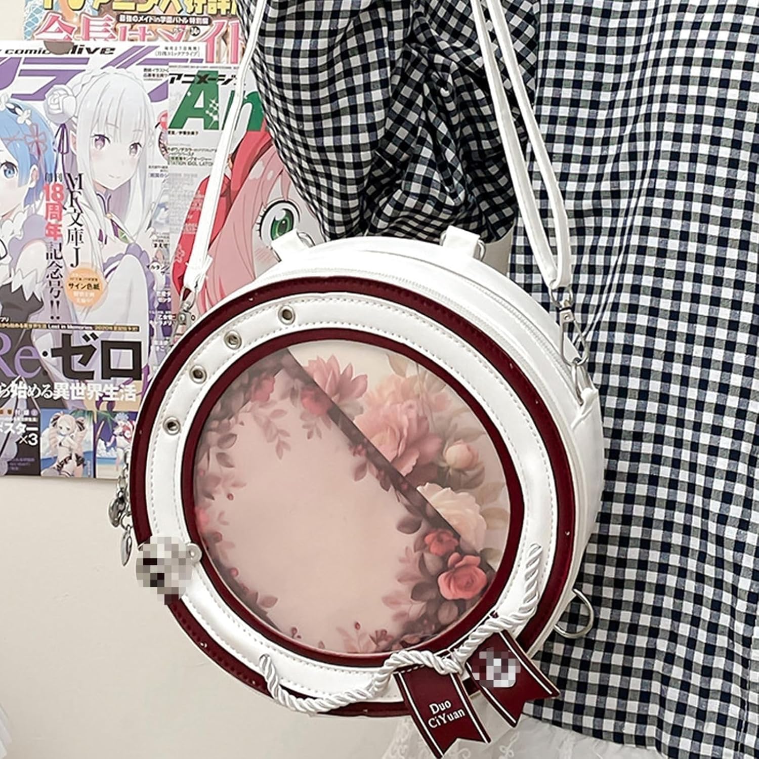 Round ita Bag Shape Aesthetic Purse Cute Anime Sailor PU Leather Crossbody pin Bag
