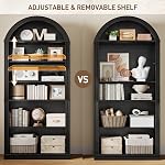RALGEND Arched Bibliothèque, 75.8" Bibliothèque d'Arche Tall avec stockage, 6-Tier Étagère de livre de ferme, Armoire arquée, étagère en bois avec étagères à affichage ouvert, plateau réglable, bureau, noir
