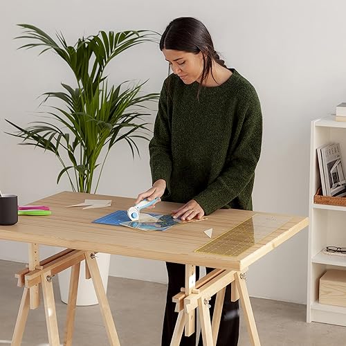 Miniatura 7 de Elan Tapete de corte A1 azul, 5 capas, tapete de corte autorreparable de 23.6 x 17.7 in, tabla de cortar para manualidades, alfombra de arte,