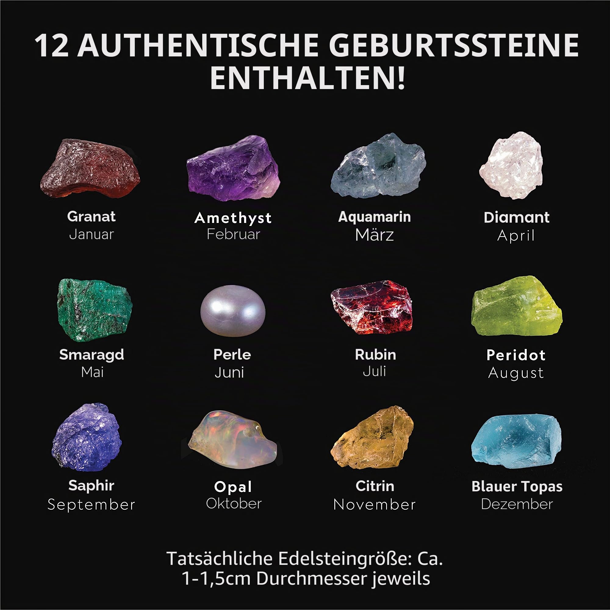 NATIONAL GEOGRAPHIC STEM Science Birthstone Kit with 12 Real Birthstones, Includes Real Diamond, Ruby, Sapphire, Pearl and More, Dig in Awesome Gemstones, Girls Toys, Toys for Boys