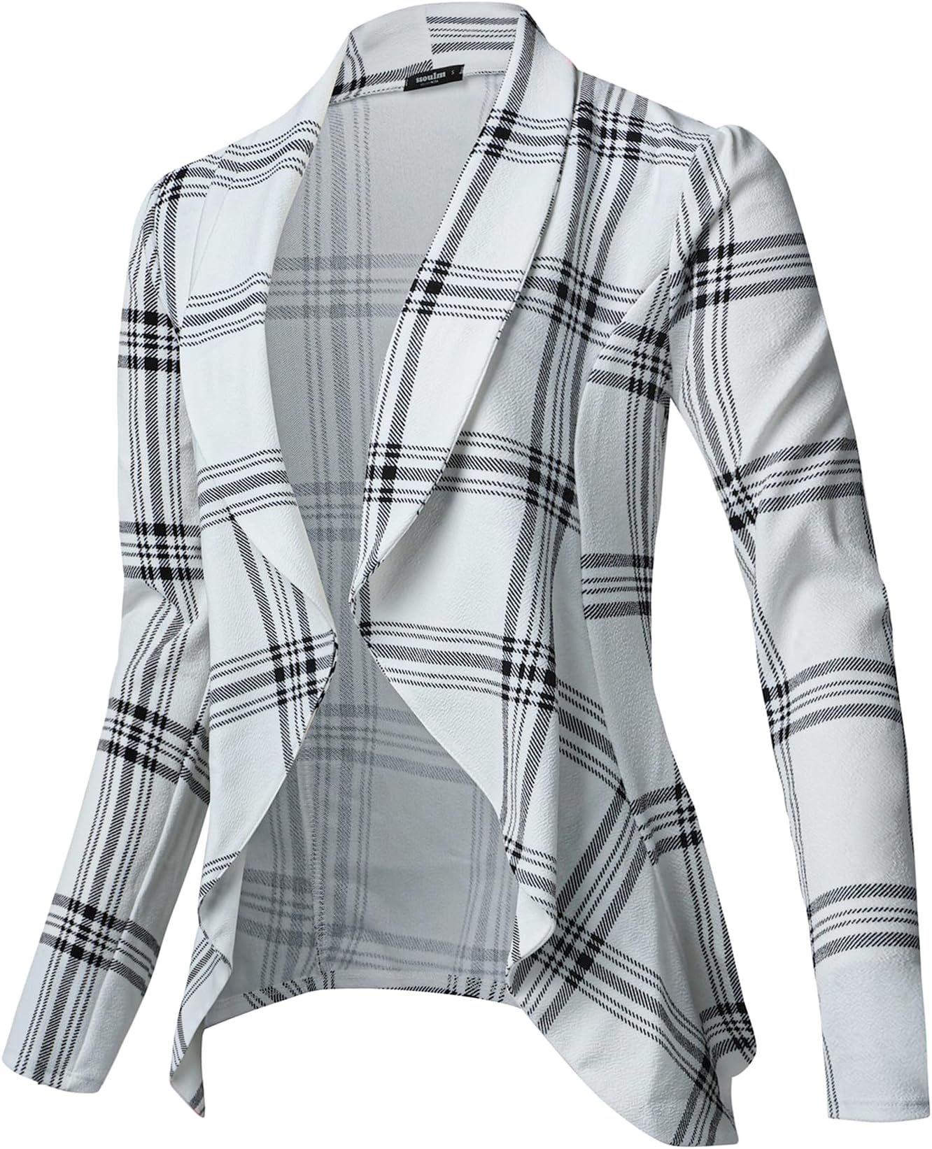 SSOULMWomen's Long Sleeve Classic Draped Open Front Lightweight Blazer with Plus Size